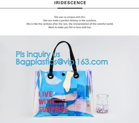 el bolso cosmético del PVC de la mujer de la señora, forma los bolsos del PVC del plástico transparente para las mujeres, bolso cosmético del PVC de los bolsos, MANIJA, CARRIE