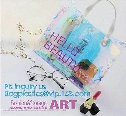 Estilo del bolso claro del PVC del bolso de la playa del verano el nuevo, forma a jalea transparente el fabricante iridiscente los purs claros del hombro