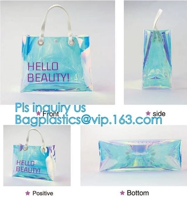 Estilo del bolso claro del PVC del bolso de la playa del verano el nuevo, forma a jalea transparente el fabricante iridiscente los purs claros del hombro