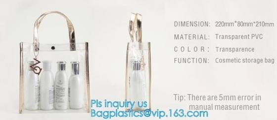 Bolso de encargo del PVC de Tote Bag Clear Shoulder del estadio con la cremallera, totalizador transparente claro del hombro de la jalea del bolso del cubo de la letra del pvc