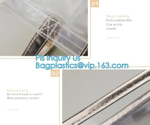 Bolso de encargo del PVC de Tote Bag Clear Shoulder del estadio con la cremallera, totalizador transparente claro del hombro de la jalea del bolso del cubo de la letra del pvc