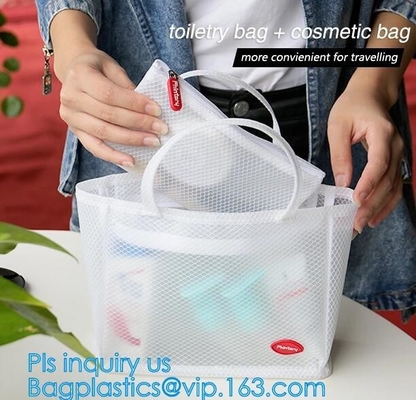 Caso de Mesh Shoulder Bag Handbag Travel Tote Beach Toiletry Storage Bag de las mujeres, bolso Mesh Tote Hand del almacenamiento de la playa del viaje