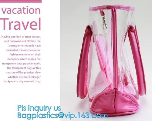 Bolso de totalizador del PVC para el trabajo y escuela, bolso de la manija con la bolsa de asas clara impermeable larga del pvc de la correa de hombro, mujeres del PVC