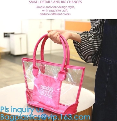 la bolsa de asas brillante para las mujeres, bolso unisex de la bolsa para transportar cadáveres de la cruz del PVC, hombro Tote Pouch Clear del hombro del pvc de la impresión que hace compras