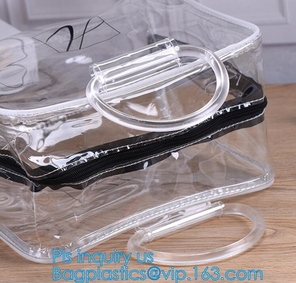 bolso de lujo de la moda de la bolsa de asas de hombro de la playa de la impresión del vinilo un interior del bolso del almacenamiento, bolso claro Tran del PVC de la playa del verano