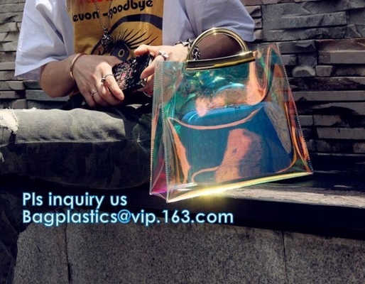 bolso claro modificado para requisitos particulares de la bolsa de asas del pvc, señora de moda Handbags con el hombro Tote Bag, bolso de embrague del sobre ha de la manija de la cremallera
