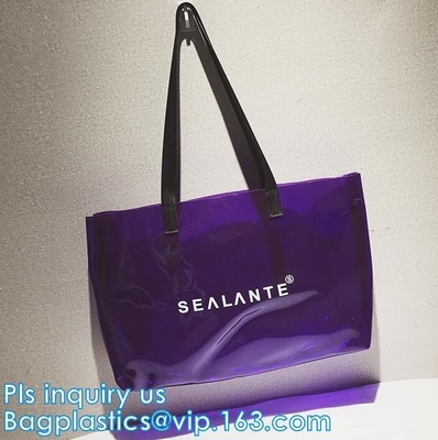Bolso claro personalizado del PVC de la playa con monograma, bolso coreano de la playa del claro del estilo, bolso impermeable de la playa del vinilo, totalizador de la playa, totalizador