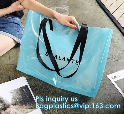 bolso cosmético del bikini transparente de la cremallera del pvc, señora PVC impermeable del totalizador que nada el bolso transparente de la playa, natación del bolso de la playa