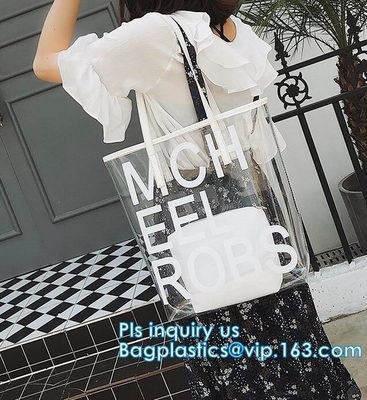 bolso cosmético portátil del PVC de la bolsa plástica del maquillaje, bolsos de la manija del tubo del pvc, bolsos de la manija del plástico transparente del pvc, bolso de la manija del tubo del pvc