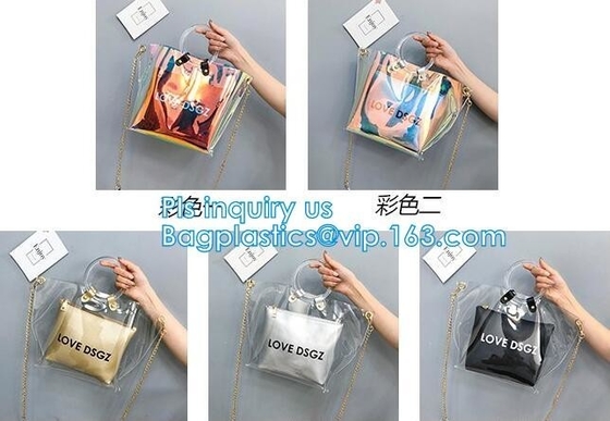 Bolso suave del pvc del bolso de la playa del totalizador del pvc de la moda promocional, bolso mínimo mínimo para los niños, playa clara Han del bolso del bolsillo con cremallera