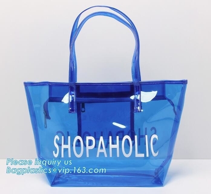 Bolso amistoso de la manija del claro bag/PVC del bolso/pvc de la cremallera del PVC de Eco, bolso claro de la manija del PVC, bolsa del plástico transparente, qual superior