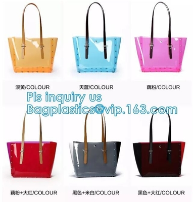 Trabajo Tote Shoulder Bag Womens Handbag, bolso transparente del verano de las mujeres del pvc, bolsos de la seguridad del bolso de compras del PVC del comprador del totalizador