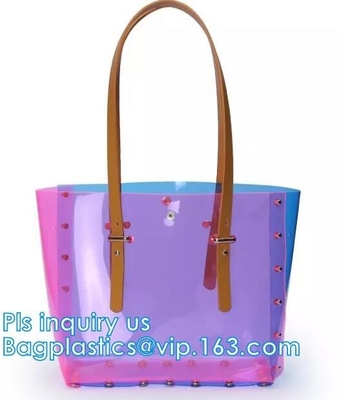 Trabajo Tote Shoulder Bag Womens Handbag, bolso transparente del verano de las mujeres del pvc, bolsos de la seguridad del bolso de compras del PVC del comprador del totalizador
