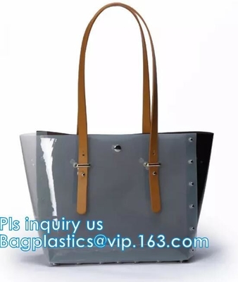 Trabajo Tote Shoulder Bag Womens Handbag, bolso transparente del verano de las mujeres del pvc, bolsos de la seguridad del bolso de compras del PVC del comprador del totalizador