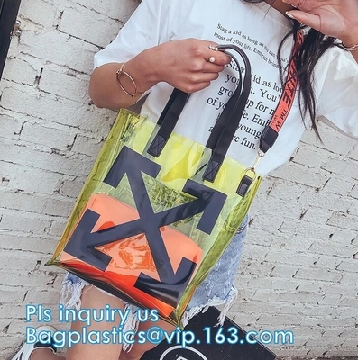 Bolso cosmético con Zip lockkk, bolsos claros w del Pvc de la cerradura de la cremallera de la suspensión de la manija del arco de la cremallera del envase de plástico del vinilo del regalo del bolso de la manija