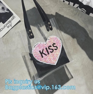Material Tote Bags que hace compras, bolso para las muchachas, malla negra del PVC del estilo de la manija del PVC Tote Handle Cosmetic Handbag Swimming del vinilo