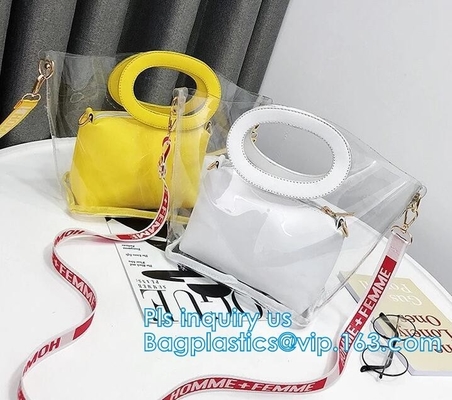 bolso impermeable del paquete de la playa de la PU de la bolsa de asas, bolso colorido para la mujer, bolso de la PU del PVC de las mujeres del bolso de la playa con el dispositivo de protección en caso de volcamiento del algodón