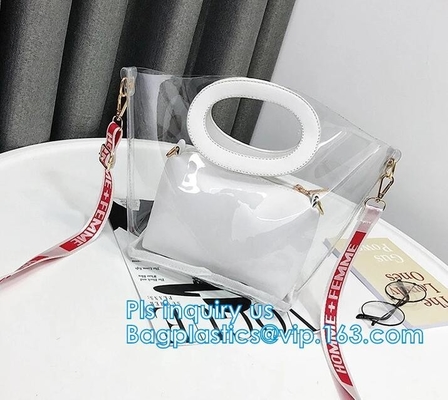 bolso impermeable del paquete de la playa de la PU de la bolsa de asas, bolso colorido para la mujer, bolso de la PU del PVC de las mujeres del bolso de la playa con el dispositivo de protección en caso de volcamiento del algodón