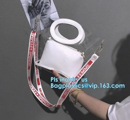 bolso impermeable del paquete de la playa de la PU de la bolsa de asas, bolso colorido para la mujer, bolso de la PU del PVC de las mujeres del bolso de la playa con el dispositivo de protección en caso de volcamiento del algodón