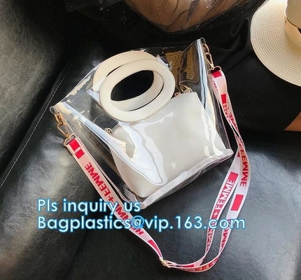 bolso impermeable del paquete de la playa de la PU de la bolsa de asas, bolso colorido para la mujer, bolso de la PU del PVC de las mujeres del bolso de la playa con el dispositivo de protección en caso de volcamiento del algodón