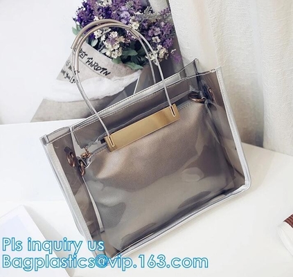 bolso promocional para la Navidad, bolso del pvc del hombro con el bolsillo interior, playa clara del vinilo de la honda del PVC del hombro del totalizador