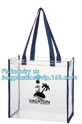 bolsos del envase de plástico de la manija del totalizador del PVC del bikini de la playa, bolsos cosméticos de la cremallera de la manija del bolso del organizador del lavado del viaje, bolso cosmético