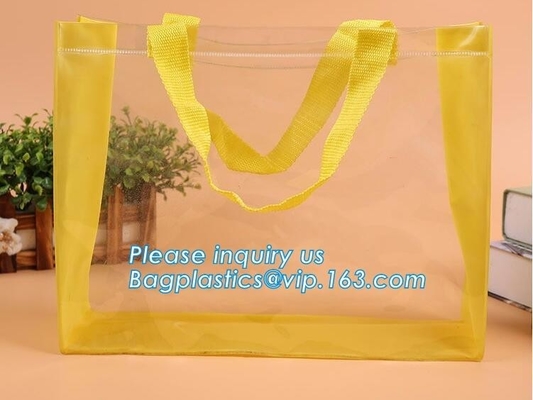El PVC y el bolso de empaquetado zippered no tejido de la ropa, el bolso del paquete del regalo con la manija, los bolsos con la cremallera y la manija cosida, llevan