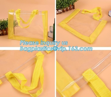 El PVC y el bolso de empaquetado zippered no tejido de la ropa, el bolso del paquete del regalo con la manija, los bolsos con la cremallera y la manija cosida, llevan