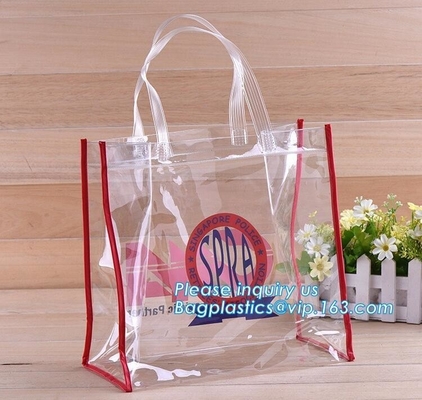 El PVC y el bolso de empaquetado zippered no tejido de la ropa, el bolso del paquete del regalo con la manija, los bolsos con la cremallera y la manija cosida, llevan