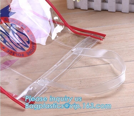 El PVC y el bolso de empaquetado zippered no tejido de la ropa, el bolso del paquete del regalo con la manija, los bolsos con la cremallera y la manija cosida, llevan
