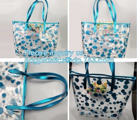 El PVC y el bolso de empaquetado zippered no tejido de la ropa, el bolso del paquete del regalo con la manija, los bolsos con la cremallera y la manija cosida, llevan