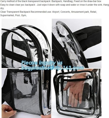 Bolso de la mochila del Pvc de la escuela secundaria en bolso en América con el bolso cosmético, mochila clara del pvc, bolsos de plástico transparente, mochila clara