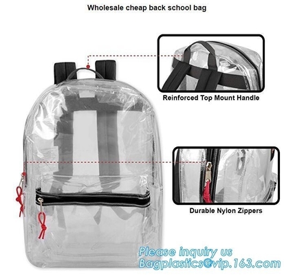 Bolso de la mochila del Pvc de la escuela secundaria en bolso en América con el bolso cosmético, mochila clara del pvc, bolsos de plástico transparente, mochila clara