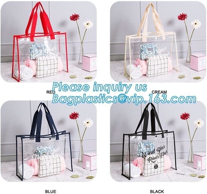 Bolso transparente del bolso del PVC de las mujeres desmontables del verano, bolso claro de la playa del pvc del totalizador del vinilo de la arena de la correa de hombro de la manija