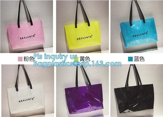 bolso Semi-claro del PVC de Tote Bags Stripe con la bolsa, bolso de moda de la playa del bolso del bolso de la PU del PVC, bolso del PVC