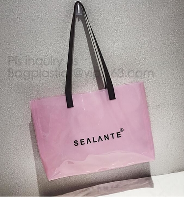 bolso Semi-claro del PVC de Tote Bags Stripe con la bolsa, bolso de moda de la playa del bolso del bolso de la PU del PVC, bolso del PVC
