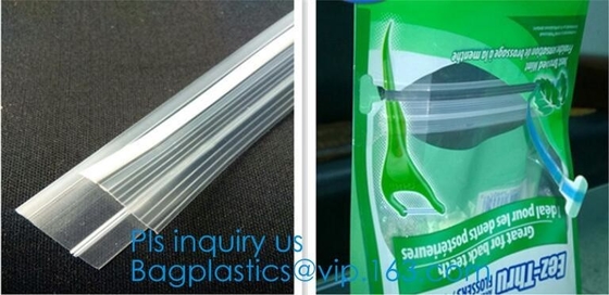 Cremallera con cadena larga usada para las bolsas de plástico de la cerradura de la cremallera, flang de encargo del reborde del color del doble del PE del pvc del PE y de los PP de la lavadora de la cremallera