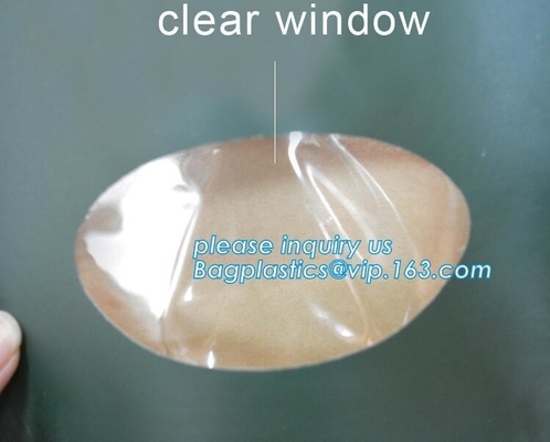 que se puede volver a sellar reciclada crean la cremallera para requisitos particulares que se puede volver a sellar cerrada se colocan encima de la bolsa de papel marrón de Kraft de la ventana clara BAGEASE BAGPLASTI