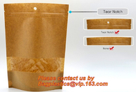 El empaquetado del coco de la bolsa de papel de Kraft de la hoja empaqueta Doypack con la ventana clara, bolso del acondicionamiento de los alimentos de 500g 1kg 16oz Ziplockk modifica para requisitos particulares