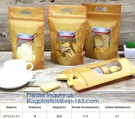 levántese el bolso doy de la bolsa de la cremallera, bolsa laminada de aluminio de la hoja de la bolsa de papel de Kraft de la cremallera del acondicionamiento de los alimentos PE, packagin de los snacks