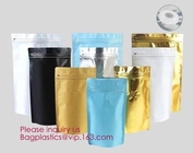 El producto en línea 135*265*75M M se coloca encima de los bolsos de café inferiores del cuadrado del papel de aluminio de la bolsa de la cremallera con bageas del bagplastics de la válvula