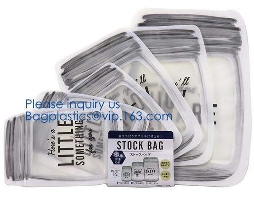 Bolsos libres del bocado de BPA Zip lockkk para la preservación y cocinar el bolso reutilizable del almacenamiento de la comida, cocinando el bolso de la comida, bolso del almuerzo del silicón