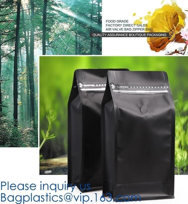 El papel de aluminio inferior plano superior reutilizable de la caja de cuadrado de Zip lockkk alineó la bolsa de papel plástica de Kraft con la ventana, Pla de encargo de 250g 500g