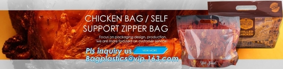 La tienda de delicatessen caliente empaqueta el pollo se levanta el bolso de la bolsa, bolso de empaquetado congelado transparente mate del pollo BOPP/CPP, bolso caliente del pollo