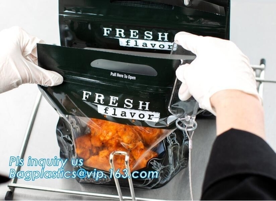 Levántese el bolso de empaquetado hermético del pollo de asación de la comida, la bolsa de plástico caliente de la comida del pollo caliente, carne asada plástica que se puede volver a sellar Chicke