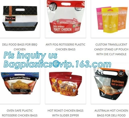 Bolso plástico de Zip lockkk para el pollo que embala/bolsos microwaveable del pollo/plástico antiniebla, bolso del paquete del pollo asado