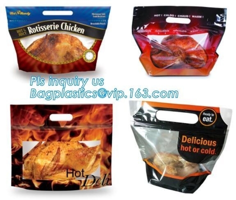 Bolso caliente del pollo asado/bolso caliente del envase de plástico de la carne asada para el pato, pollo, pescado, Fried Chicken Packaging Clear Microwaveable