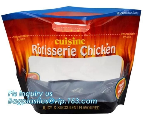 Bolso caliente del pollo asado/bolso caliente del envase de plástico de la carne asada para el pato, pollo, pescado, Fried Chicken Packaging Clear Microwaveable