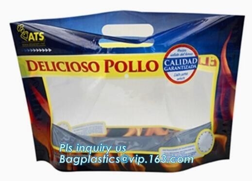 Bolso caliente del pollo asado/bolso caliente del envase de plástico de la carne asada para el pato, pollo, pescado, Fried Chicken Packaging Clear Microwaveable