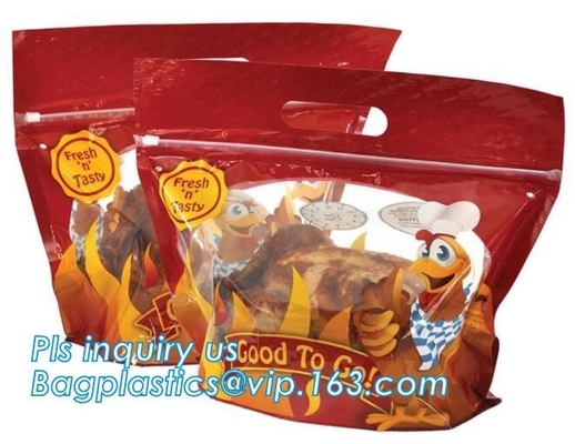 Bolso caliente laminado del pollo asado, bolsos del pollo del Rotisserie, bolsos impermeables a la grasa asados a la parrilla microonda del bolso del pollo, cremallera genérica